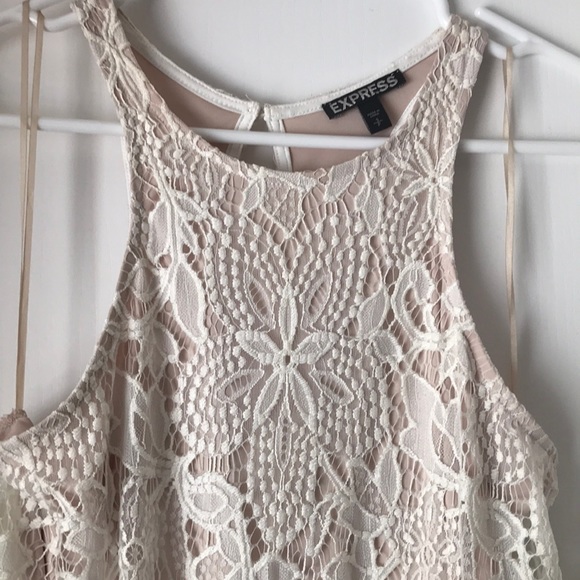 Express Cream/ Nude Lace Midi Dress - Picture 2 of 4